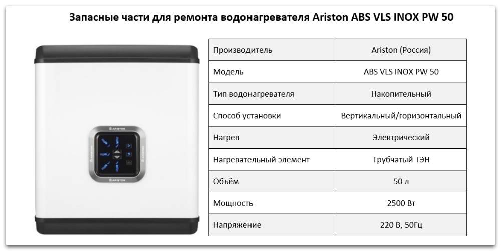Купить запчасти Ariston ABS VLS INOX PW 50 в Барнауле