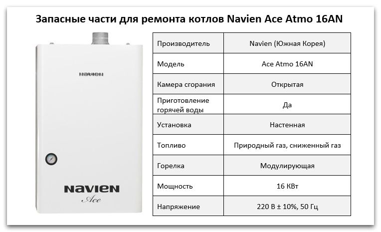 Купить запчасти Navien Ace Atmo 16AN в Барнауле